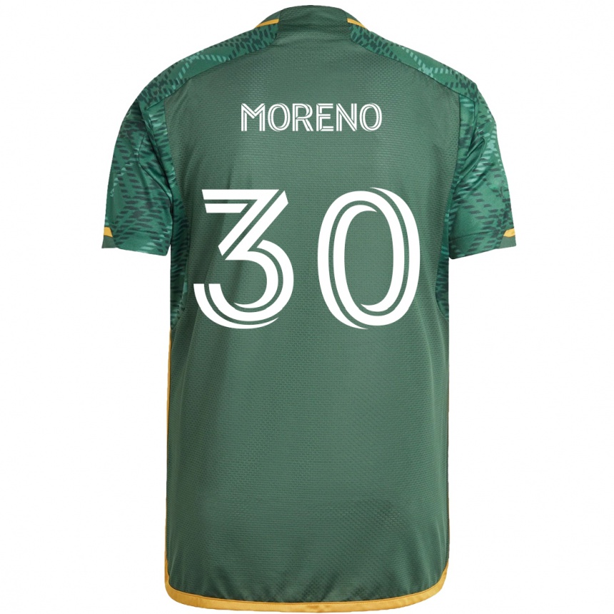 Niño Fútbol Camiseta Santiago Moreno #30 Verde Naranja 1ª Equipación 2024/25