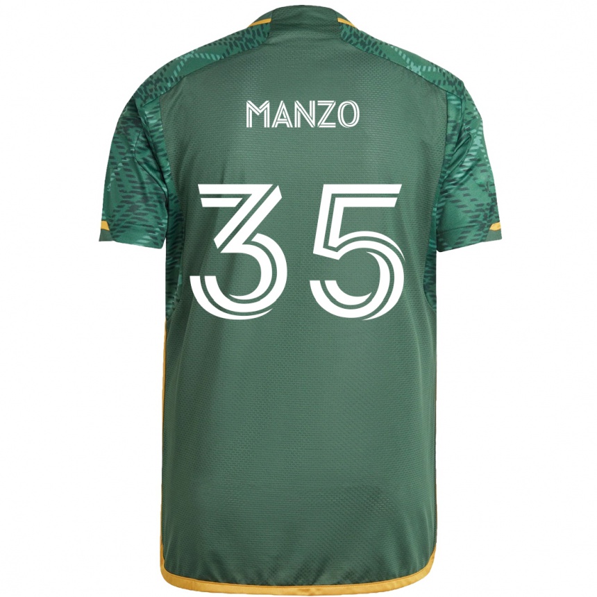 Niño Fútbol Camiseta Alexis Manzo #35 Verde Naranja 1ª Equipación 2024/25