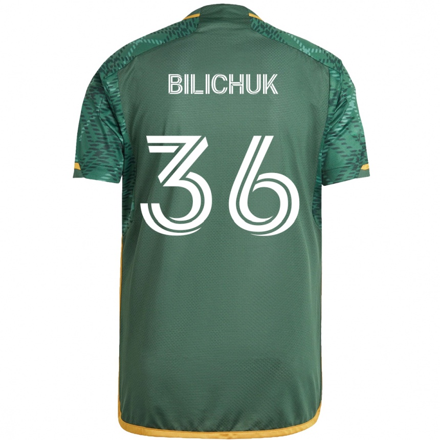 Niño Fútbol Camiseta Ryan Bilichuk #36 Verde Naranja 1ª Equipación 2024/25