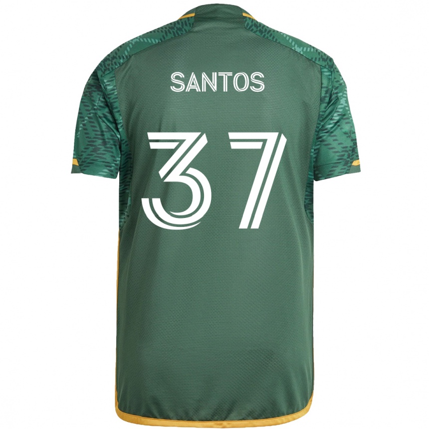 Niño Fútbol Camiseta Noah Santos #37 Verde Naranja 1ª Equipación 2024/25