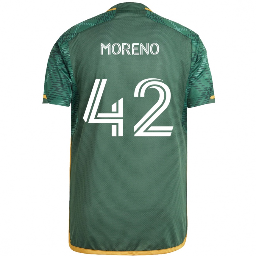 Niño Fútbol Camiseta Alexis Moreno #42 Verde Naranja 1ª Equipación 2024/25