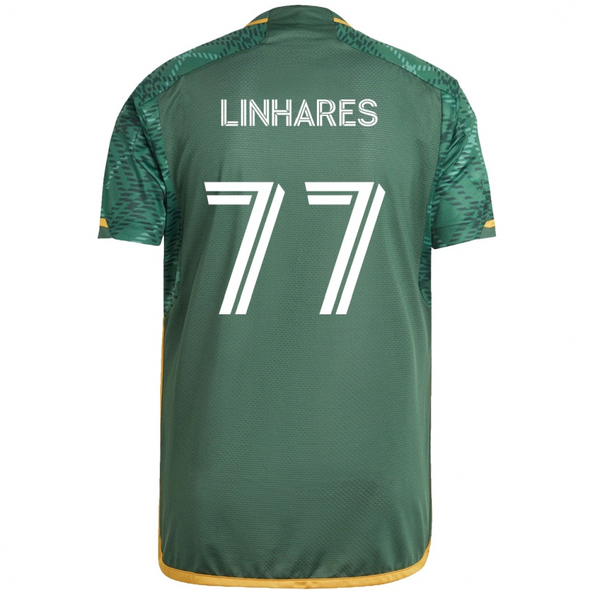 Niño Fútbol Camiseta Kyle Linhares #77 Verde Naranja 1ª Equipación 2024/25