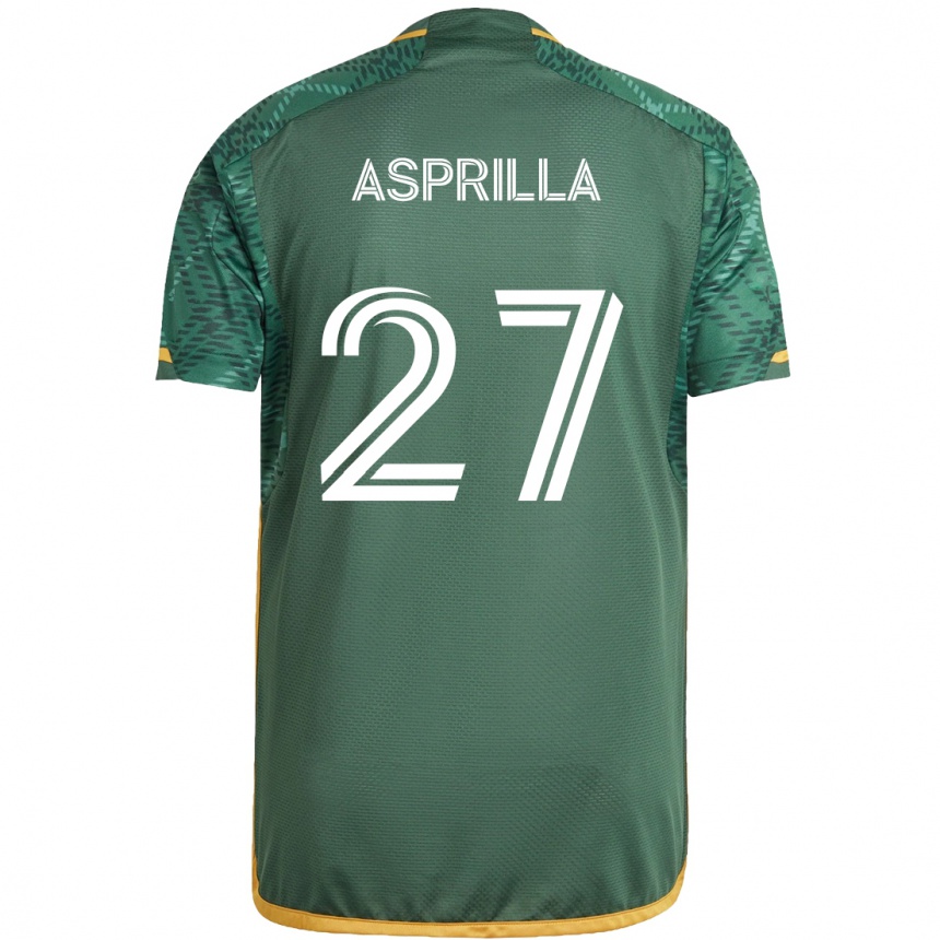 Niño Fútbol Camiseta Dairon Asprilla #27 Verde Naranja 1ª Equipación 2024/25