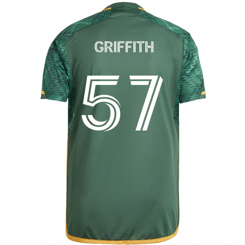 Niño Fútbol Camiseta Víctor Griffith #57 Verde Naranja 1ª Equipación 2024/25