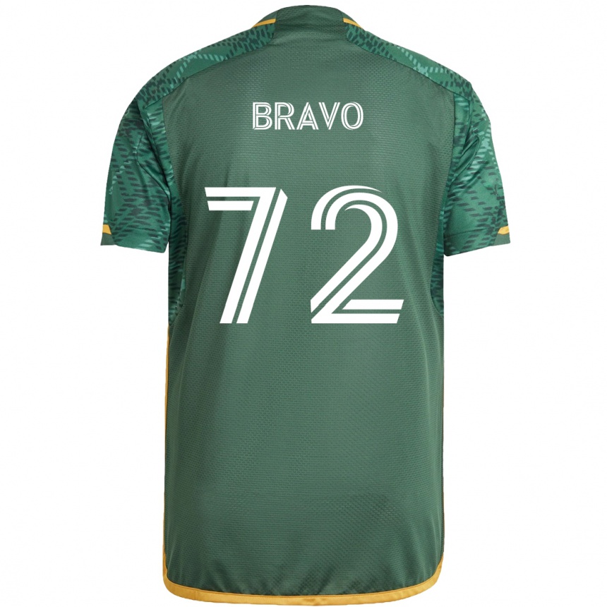 Niño Fútbol Camiseta Julian Bravo #72 Verde Naranja 1ª Equipación 2024/25