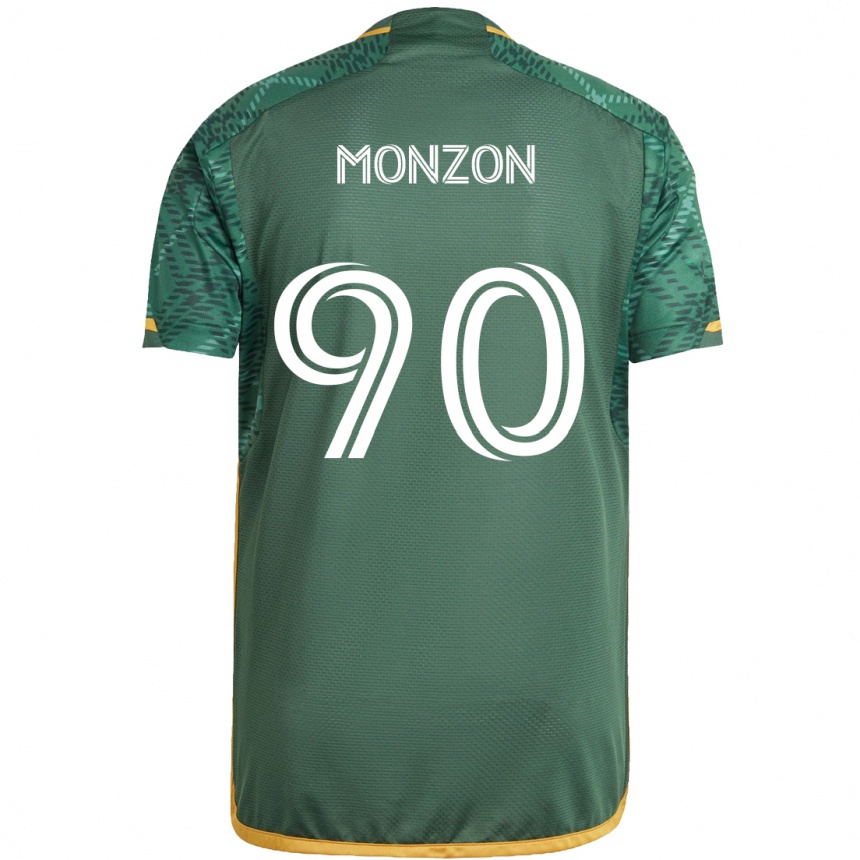 Niño Fútbol Camiseta Florián Monzón #90 Verde Naranja 1ª Equipación 2024/25