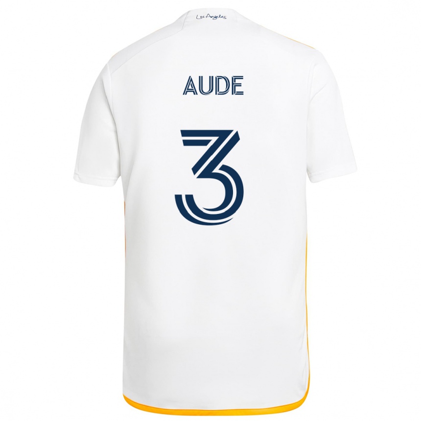 Niño Fútbol Camiseta Julián Aude #3 Blanco Amarillo 1ª Equipación 2024/25