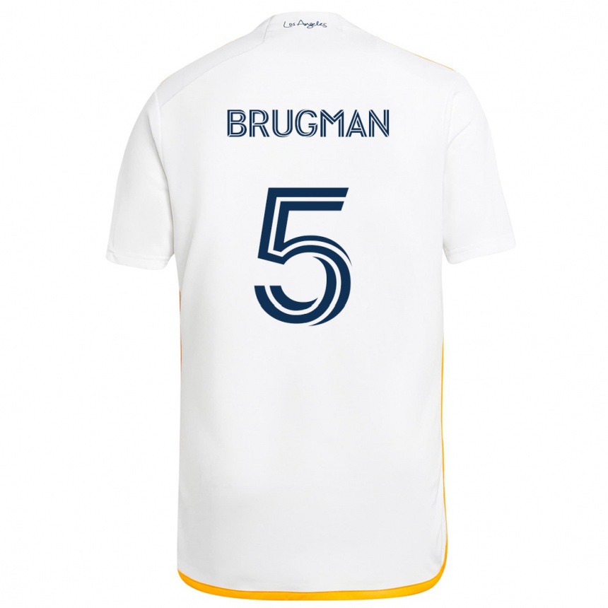 Niño Fútbol Camiseta Gastón Brugman #5 Blanco Amarillo 1ª Equipación 2024/25