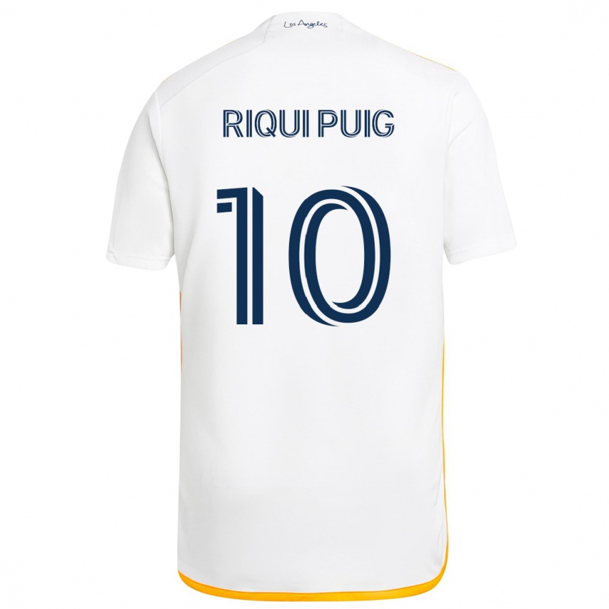 Niño Fútbol Camiseta Riqui Puig #10 Blanco Amarillo 1ª Equipación 2024/25