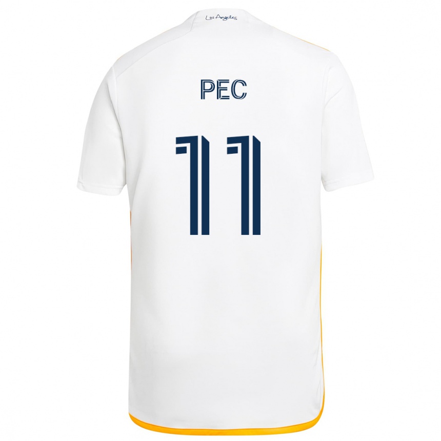 Niño Fútbol Camiseta Gabriel Pec #11 Blanco Amarillo 1ª Equipación 2024/25