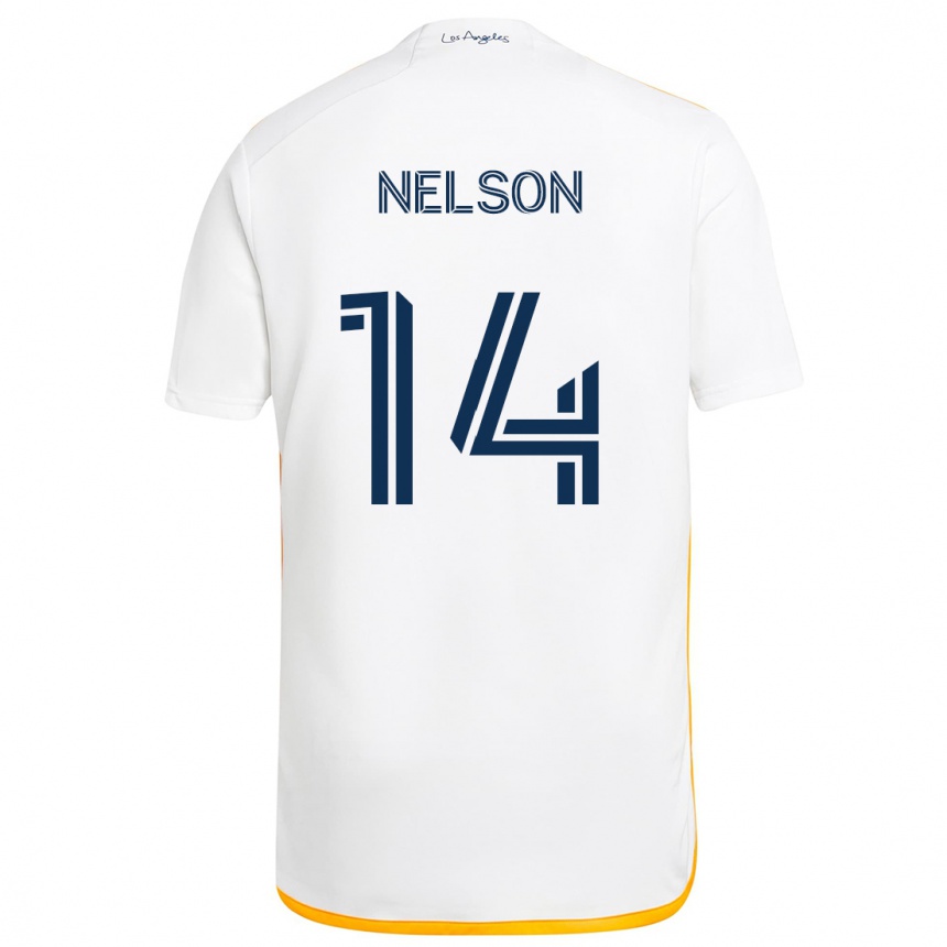 Niño Fútbol Camiseta John Nelson #14 Blanco Amarillo 1ª Equipación 2024/25