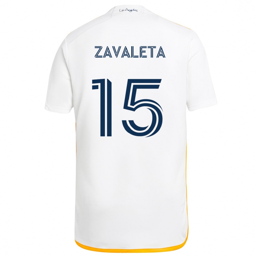 Niño Fútbol Camiseta Eriq Zavaleta #15 Blanco Amarillo 1ª Equipación 2024/25