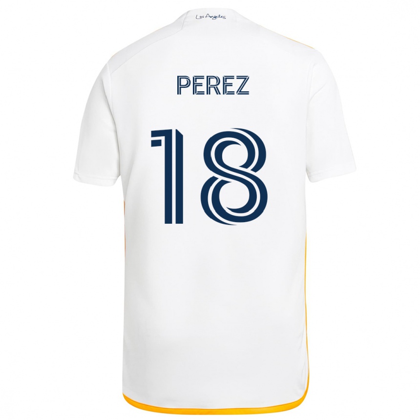 Niño Fútbol Camiseta Jonathan Pérez #18 Blanco Amarillo 1ª Equipación 2024/25