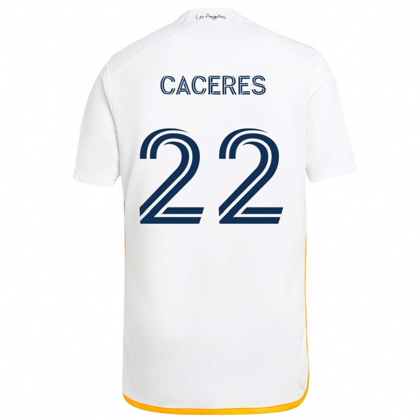 Niño Fútbol Camiseta Martín Cáceres #22 Blanco Amarillo 1ª Equipación 2024/25