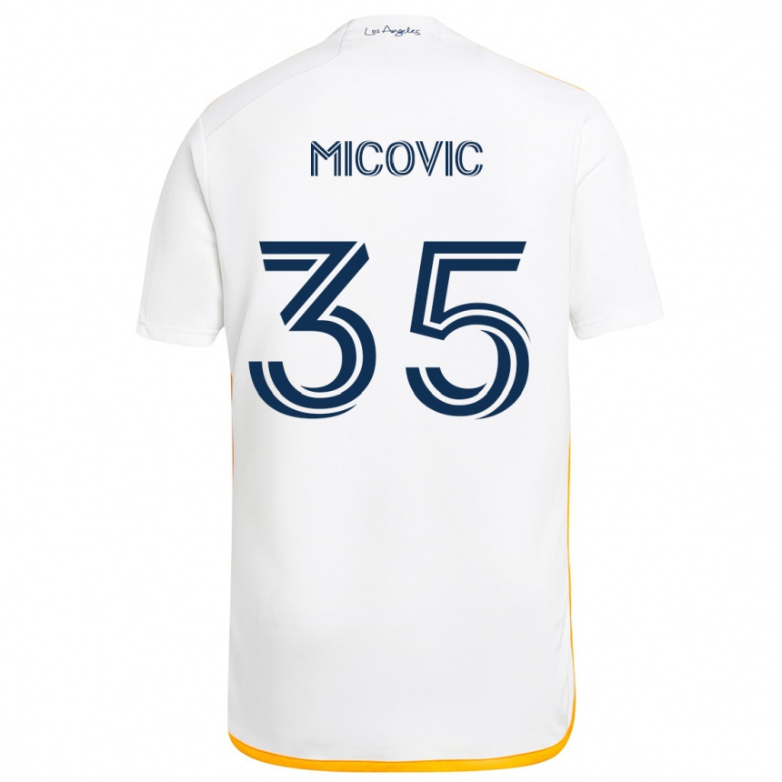 Niño Fútbol Camiseta Novak Micovic #35 Blanco Amarillo 1ª Equipación 2024/25