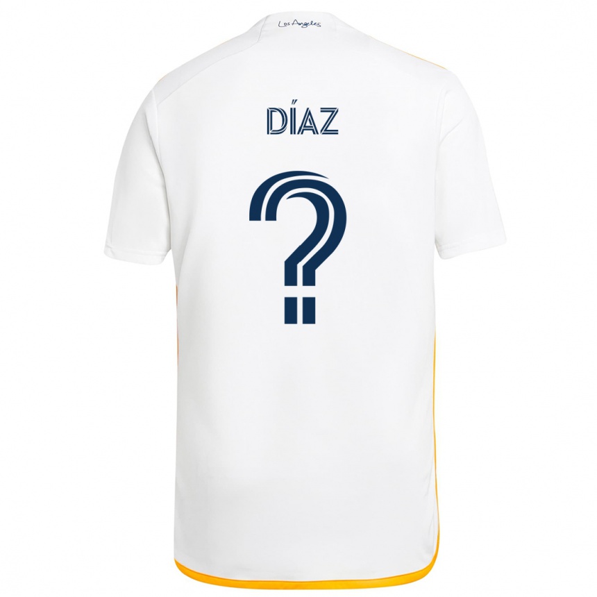 Niño Fútbol Camiseta Carlos Díaz #0 Blanco Amarillo 1ª Equipación 2024/25