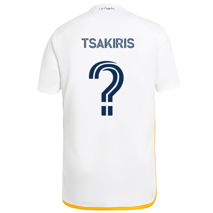 Niño Fútbol Camiseta Mateo Tsakiris #0 Blanco Amarillo 1ª Equipación 2024/25