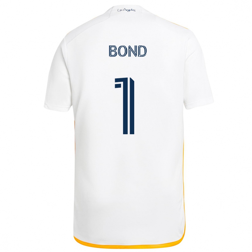 Niño Fútbol Camiseta Jonathan Bond #1 Blanco Amarillo 1ª Equipación 2024/25