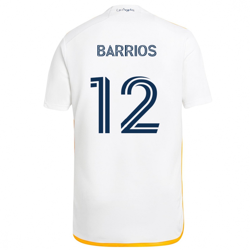 Niño Fútbol Camiseta Michael Barrios #12 Blanco Amarillo 1ª Equipación 2024/25