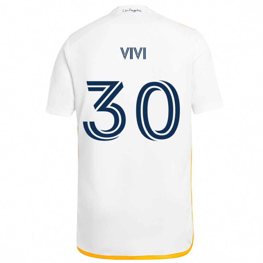 Niño Fútbol Camiseta Gino Vivi #30 Blanco Amarillo 1ª Equipación 2024/25