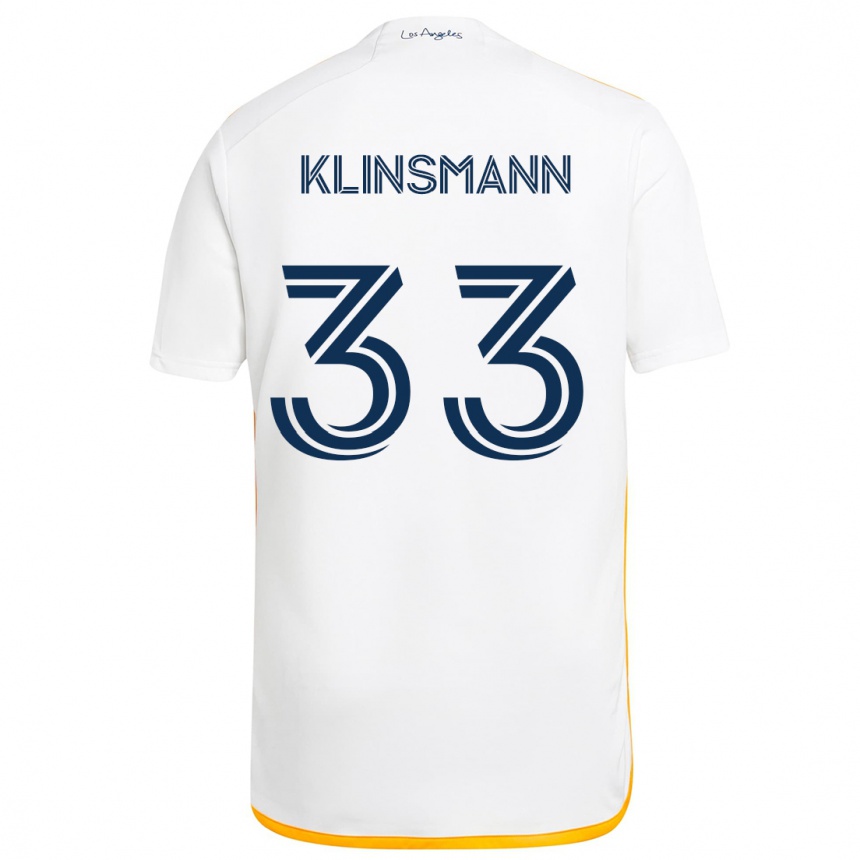 Niño Fútbol Camiseta Jonathan Klinsmann #33 Blanco Amarillo 1ª Equipación 2024/25