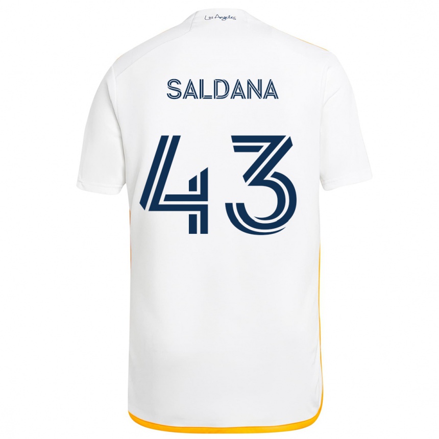 Niño Fútbol Camiseta Adam Saldaña #43 Blanco Amarillo 1ª Equipación 2024/25