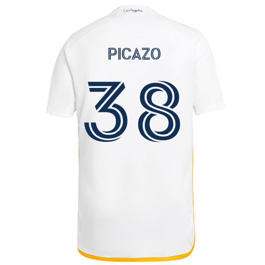 Niño Fútbol Camiseta Axel Picazo #38 Blanco Amarillo 1ª Equipación 2024/25