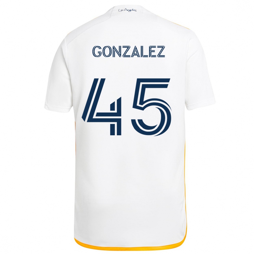 Niño Fútbol Camiseta Adrián González #45 Blanco Amarillo 1ª Equipación 2024/25