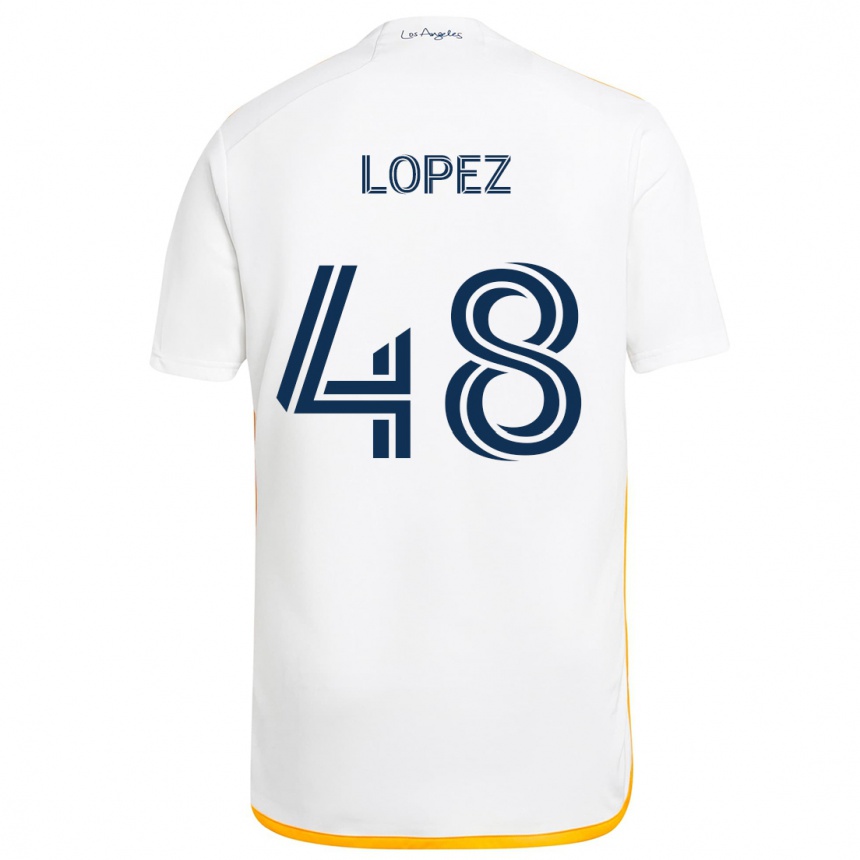 Niño Fútbol Camiseta Diego López #48 Blanco Amarillo 1ª Equipación 2024/25