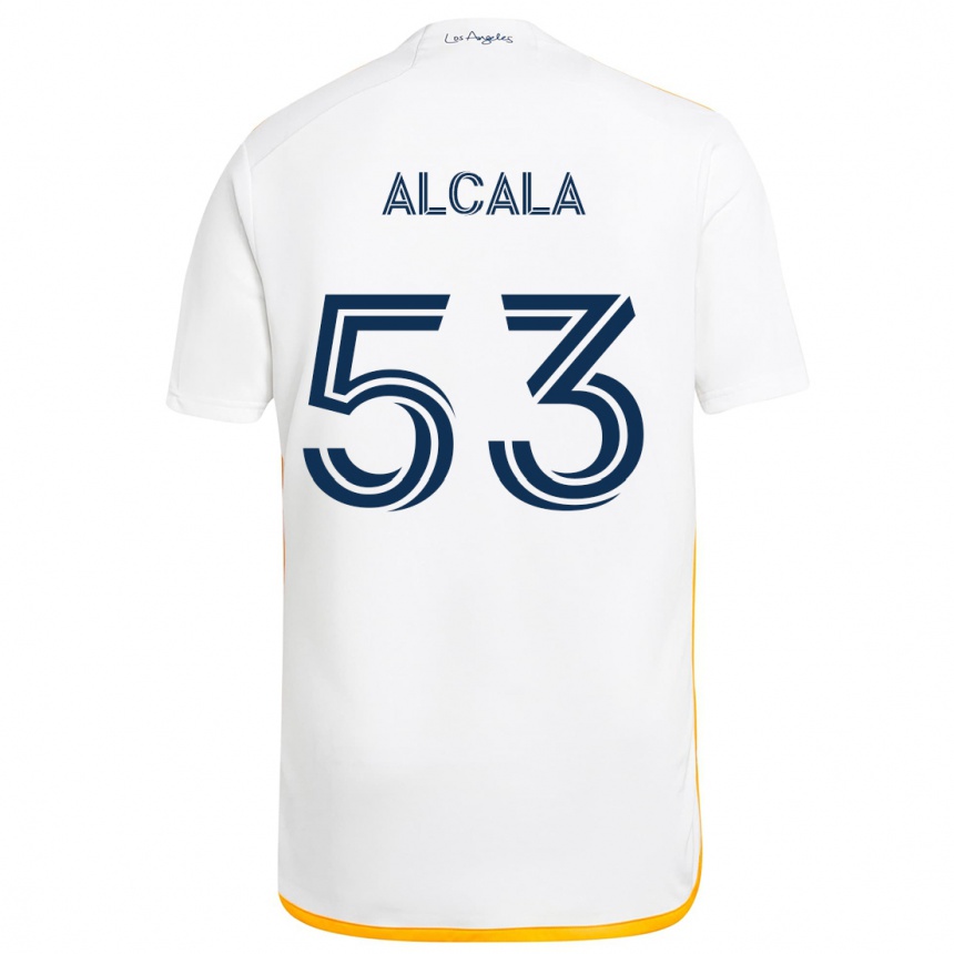 Niño Fútbol Camiseta Álex Alcalá #53 Blanco Amarillo 1ª Equipación 2024/25