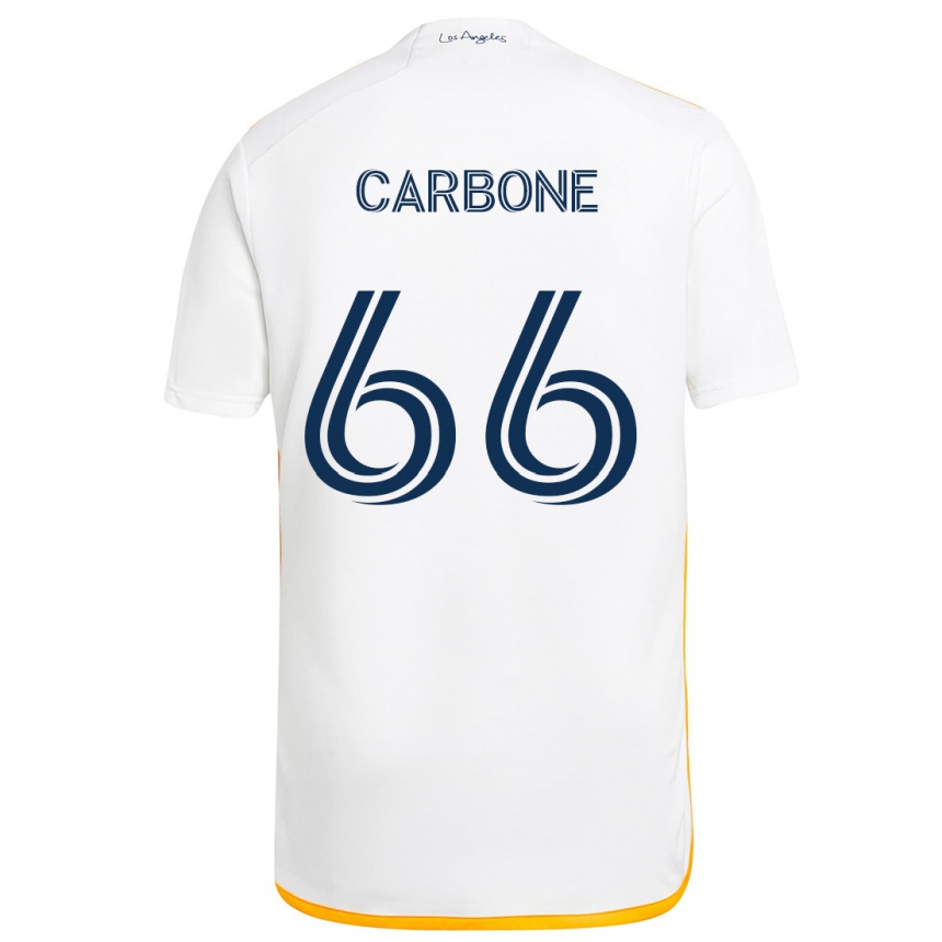 Niño Fútbol Camiseta Matteo Carbone #66 Blanco Amarillo 1ª Equipación 2024/25