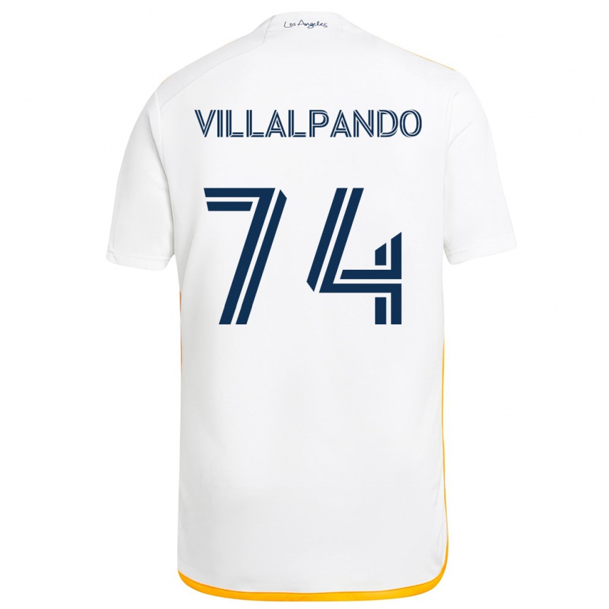 Niño Fútbol Camiseta Sergio Villalpando #74 Blanco Amarillo 1ª Equipación 2024/25