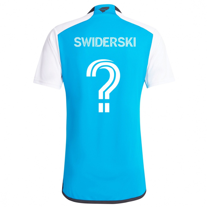 Niño Fútbol Camiseta Karol Swiderski #0 Azul Blanco 1ª Equipación 2024/25