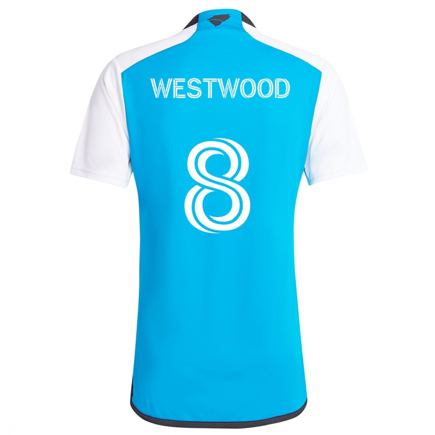 Niño Fútbol Camiseta Ashley Westwood #8 Azul Blanco 1ª Equipación 2024/25