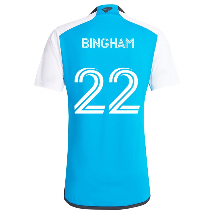 Niño Fútbol Camiseta David Bingham #22 Azul Blanco 1ª Equipación 2024/25