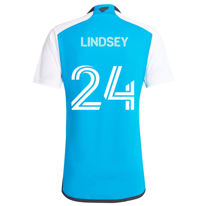 Niño Fútbol Camiseta Jaylin Lindsey #24 Azul Blanco 1ª Equipación 2024/25