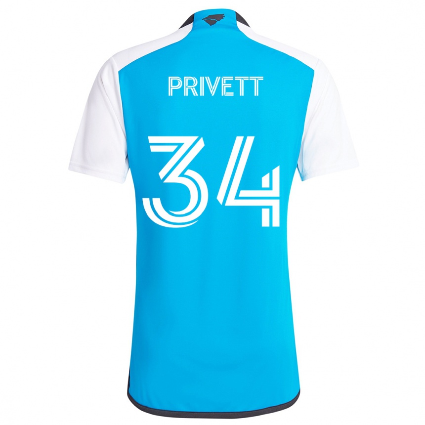 Niño Fútbol Camiseta Andrew Privett #34 Azul Blanco 1ª Equipación 2024/25