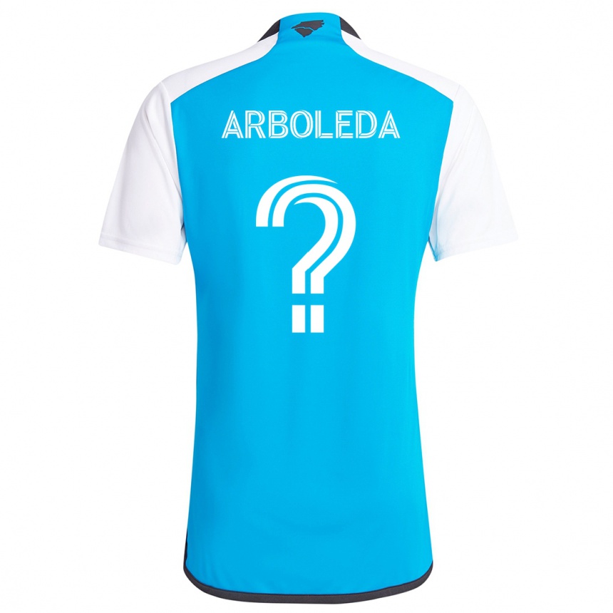 Niño Fútbol Camiseta Jeyden Arboleda #0 Azul Blanco 1ª Equipación 2024/25