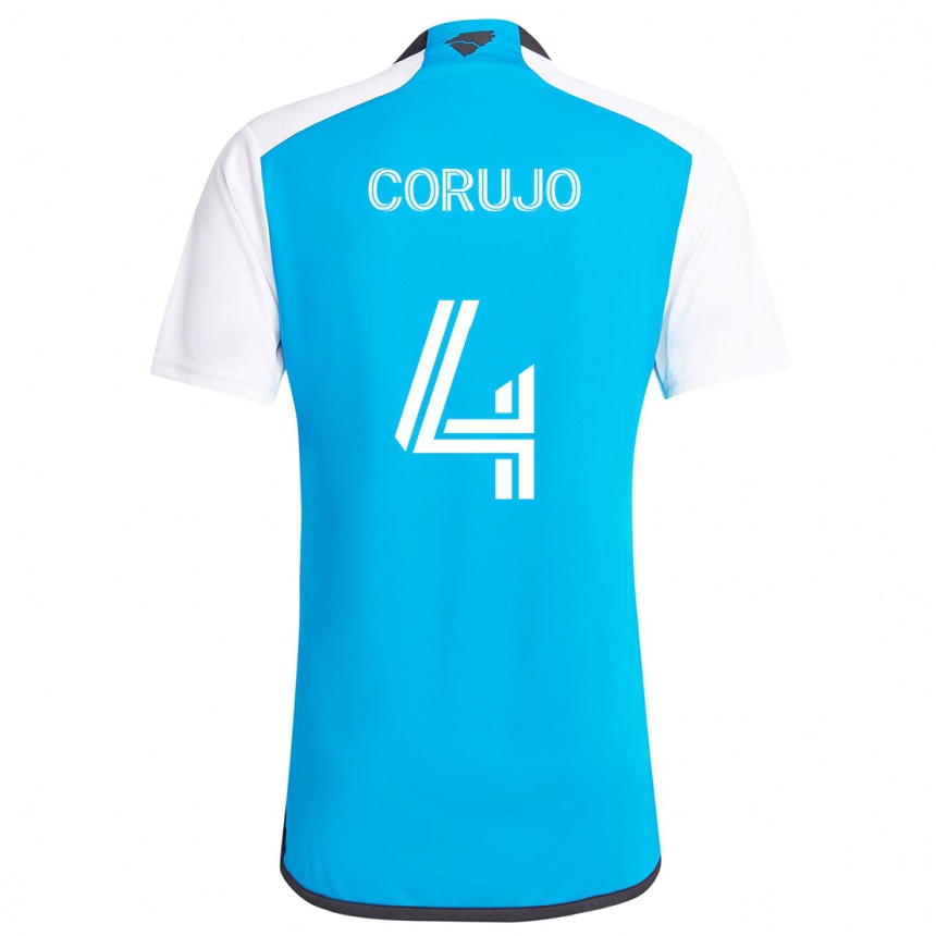 Niño Fútbol Camiseta Guzmán Corujo #4 Azul Blanco 1ª Equipación 2024/25