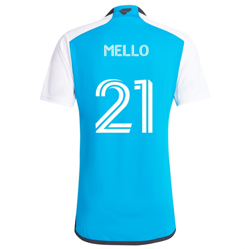 Niño Fútbol Camiseta Vinicius Mello #21 Azul Blanco 1ª Equipación 2024/25