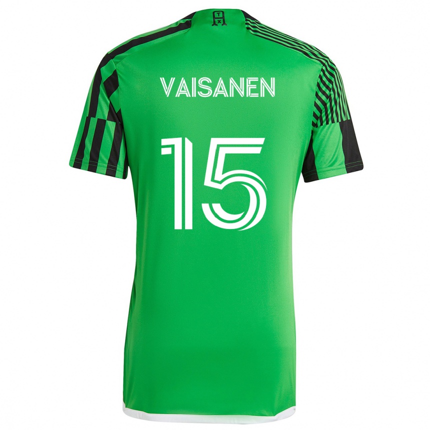 Niño Fútbol Camiseta Leo Väisänen #15 Verde Negro 1ª Equipación 2024/25