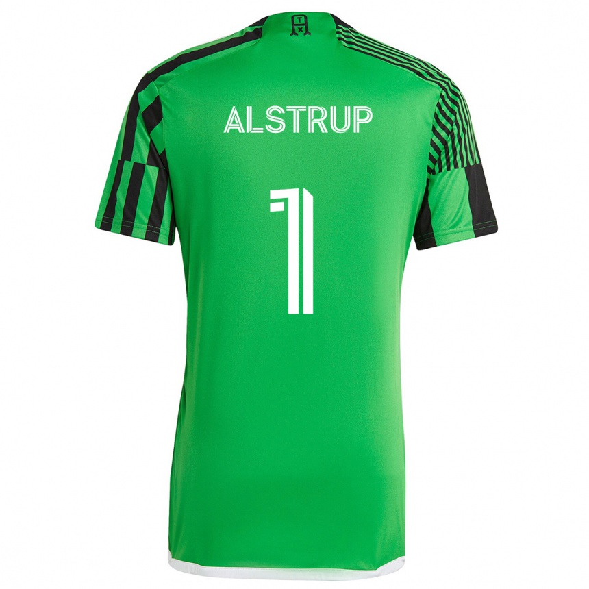 Niño Fútbol Camiseta Marcus Alstrup #1 Verde Negro 1ª Equipación 2024/25