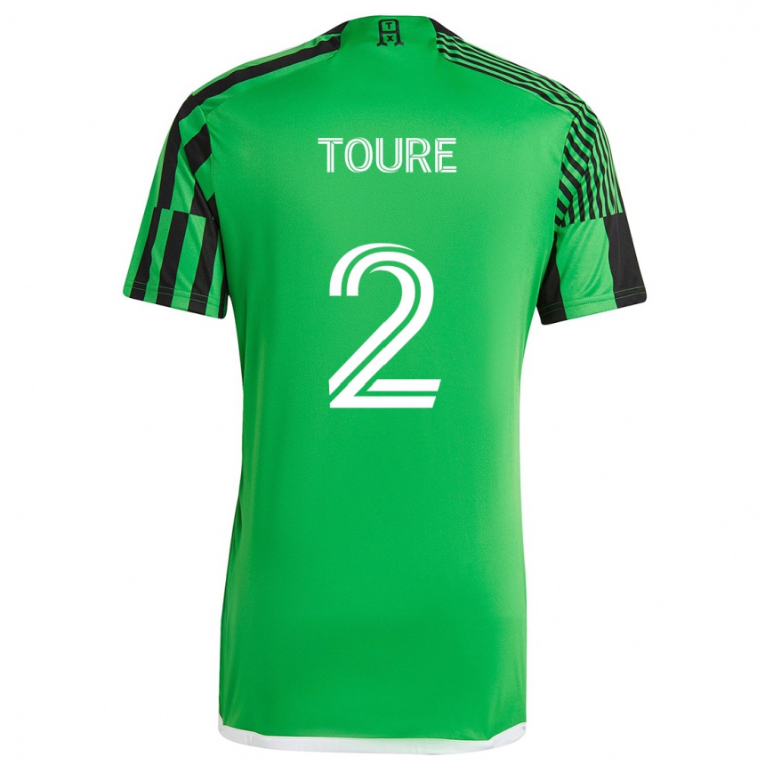 Niño Fútbol Camiseta Cheick Touré #2 Verde Negro 1ª Equipación 2024/25