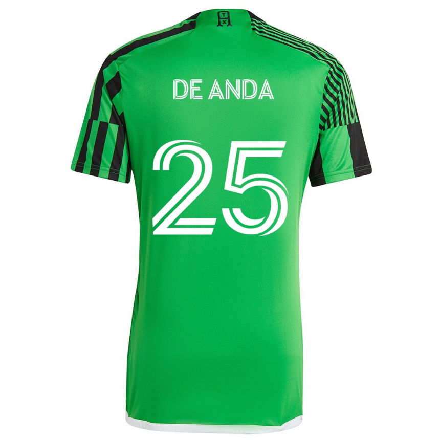 Niño Fútbol Camiseta Anthony De Anda #25 Verde Negro 1ª Equipación 2024/25