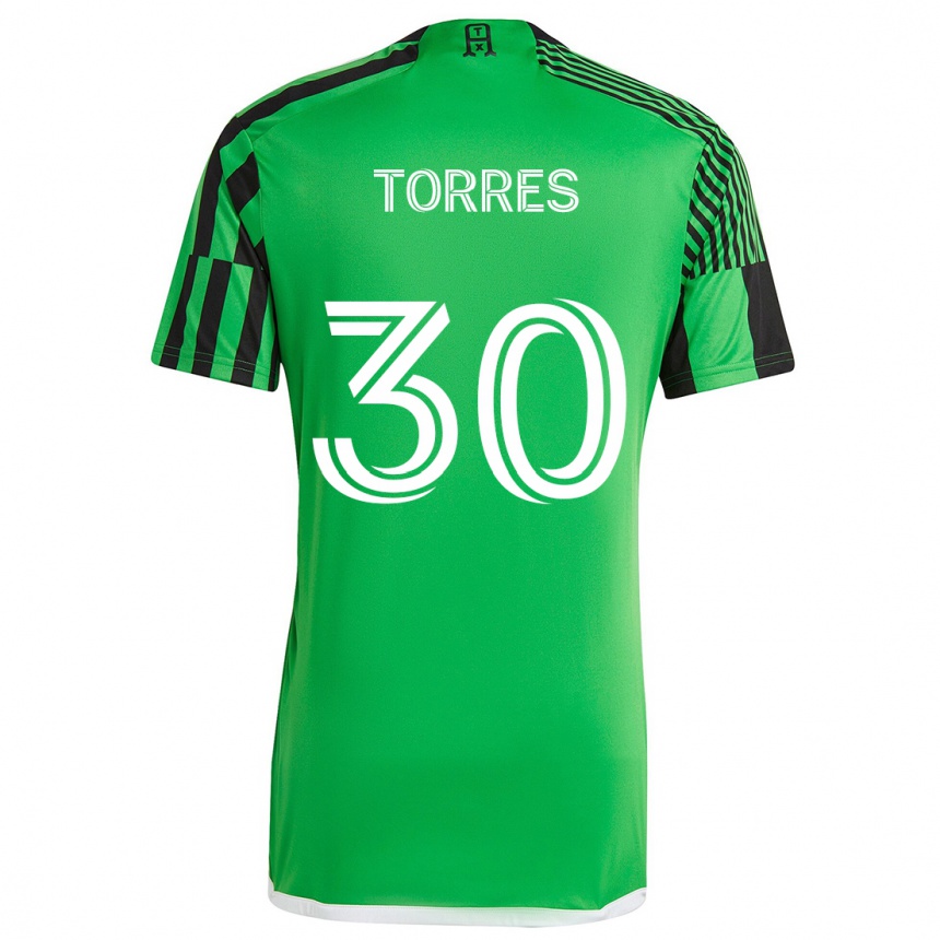 Niño Fútbol Camiseta Ervin Torres #30 Verde Negro 1ª Equipación 2024/25