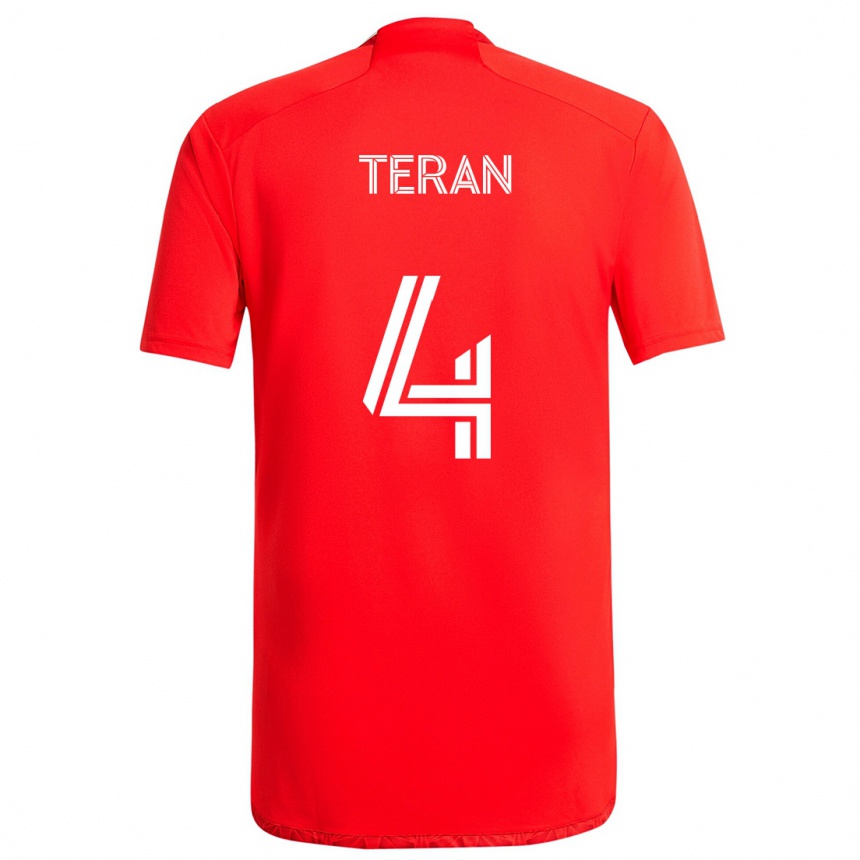 Niño Fútbol Camiseta Carlos Terán #4 Rojo Blanco 1ª Equipación 2024/25