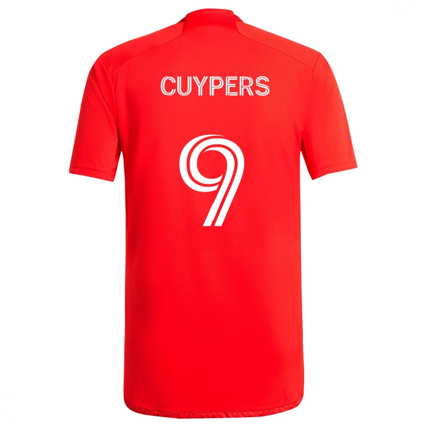 Niño Fútbol Camiseta Hugo Cuypers #9 Rojo Blanco 1ª Equipación 2024/25