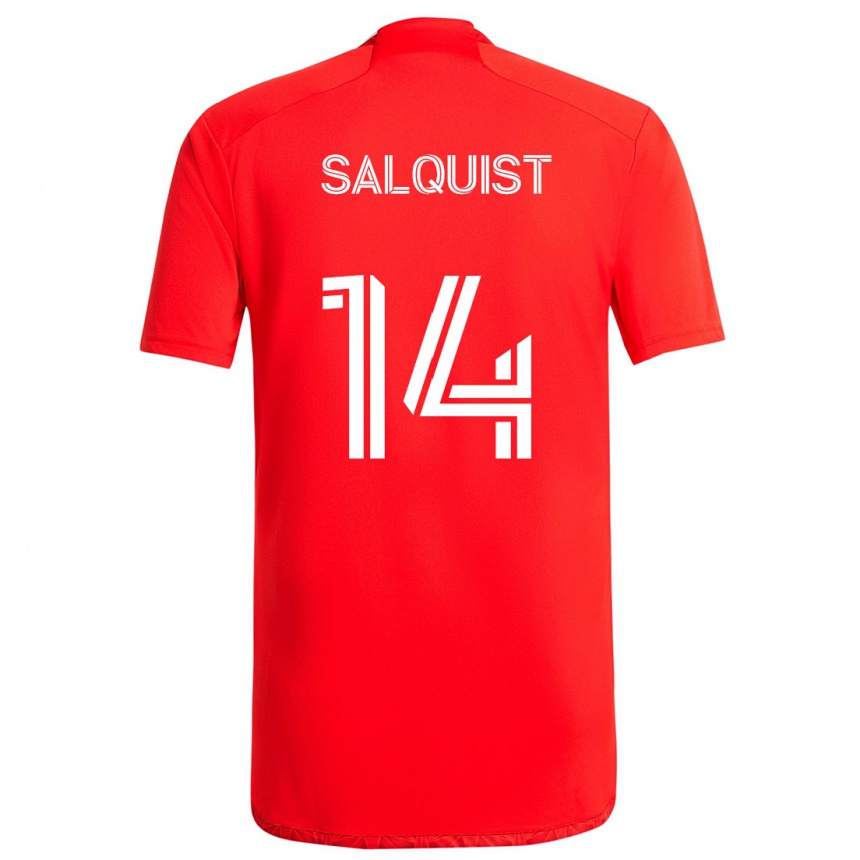 Niño Fútbol Camiseta Tobias Salquist #14 Rojo Blanco 1ª Equipación 2024/25