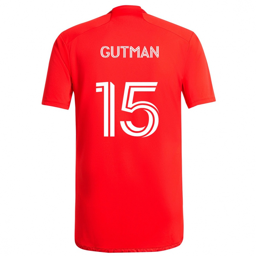 Niño Fútbol Camiseta Andrew Gutman #15 Rojo Blanco 1ª Equipación 2024/25