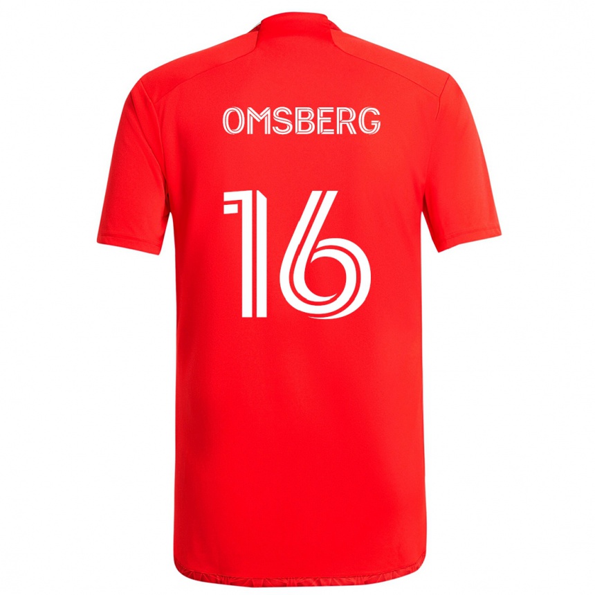 Niño Fútbol Camiseta Wyatt Omsberg #16 Rojo Blanco 1ª Equipación 2024/25